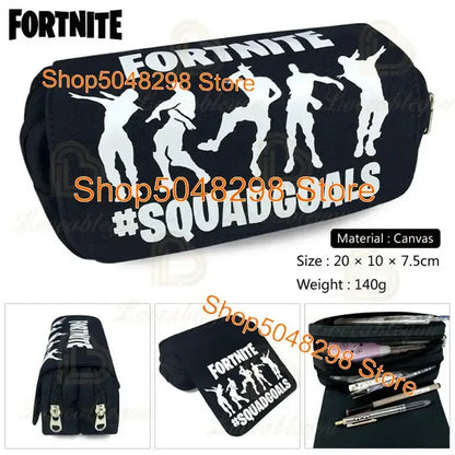 Pencil Case Big Canvas Kawaii Pencil Bags Pen Case for Boys Girls Fortnite Print School Supplies Stationery Teens Birthday Gift