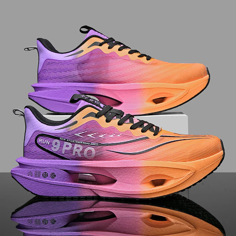 Sneakers da uomo con soletta in carbonio, scarpe sportive da esterno con suola morbida in rete, scarpe da corsa leggere, antiscivolo, casual, da coppia, da tennis