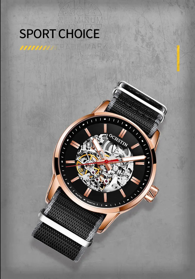 OCHSTIN Automatikuhren für Herren – Luxus, Royal, Leuchtend, Skelett, wasserdicht, mechanisch, modisch – Herrenuhren als Geschenke für Männer