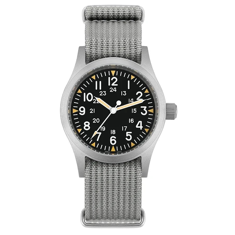 Militado ML05 38mm Military Watch Miyota 2035 Movement Domed Sapphire Crystal C3 Green Luminous 10Bar Waterproof Vintage Watches