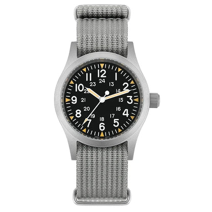 Militado ML05 38mm Military Watch Miyota 2035 Movement Domed Sapphire Crystal C3 Green Luminous 10Bar Waterproof Vintage Watches