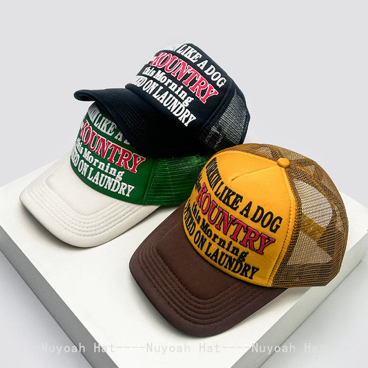 New Unisex Color Block 3D Printed Letter Baseball Hats Sunshade Hip Hop Breathable personal Trucker Caps Mesh Versatile fashion