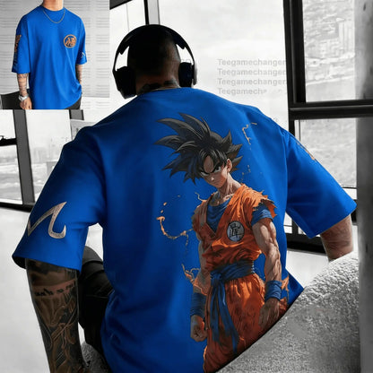 Letní tričko s motivem Dragon Ball – poškozený Goku, vintage anime, pánské, z čisté bavlny, ležérní, volný střih, sportovní, na každodenní nošení