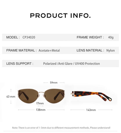 CAPONI Luxury Women Polarized Sunglasses Vintage Acetate Outdoor Original Design Eyewear UV400 Protection Brown Shade CP34020