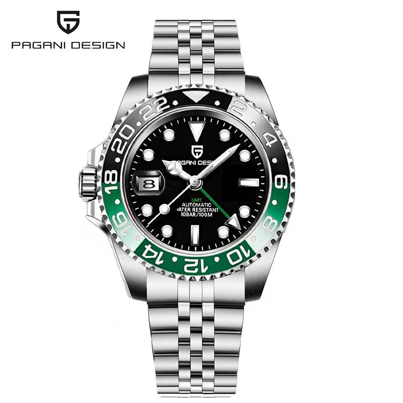 Relógio PAGANI DESIGN 40MM GMT para Homem, Luxo, Safira AR, Mecânico, Luneta em Cerâmica, Automático, 100M à Prova de Água, Relógio para Oferta