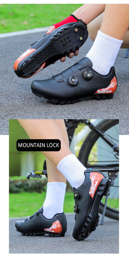 Profesjonalne męskie buty do kolarstwa szosowego, buty rowerowe SPD, podeszwa MTB, płaskie, wyścigowe, szybkie, do jazdy w terenie, obuwie rowerowe górskie, pedały sportowe