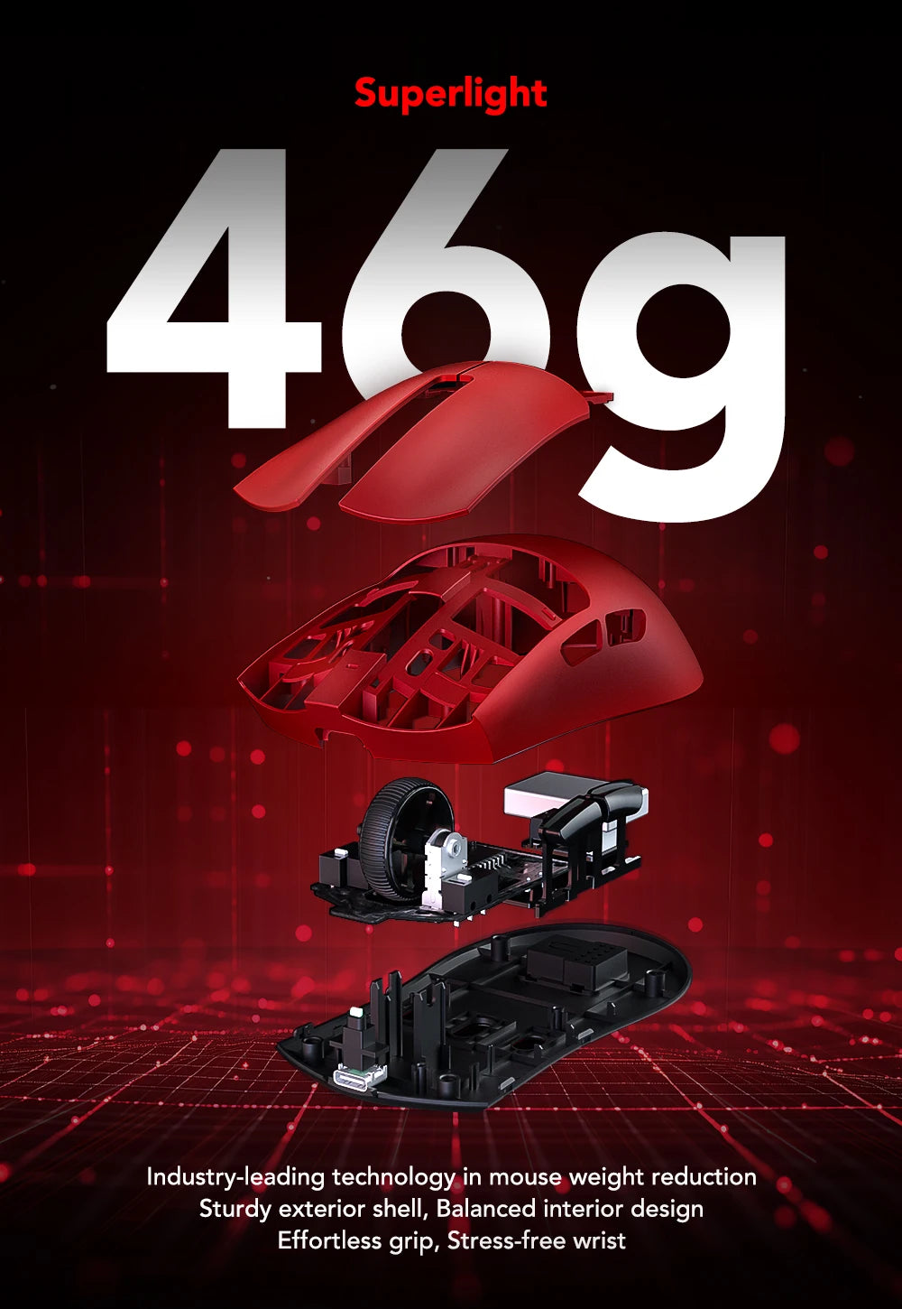 KYSONA Jupiter Series gamingmus – kablede/trådløse mus, 8Khz PAW3950-sensor, Bluetooth, 46g, genopladelig, webdriver til PC og bærbar