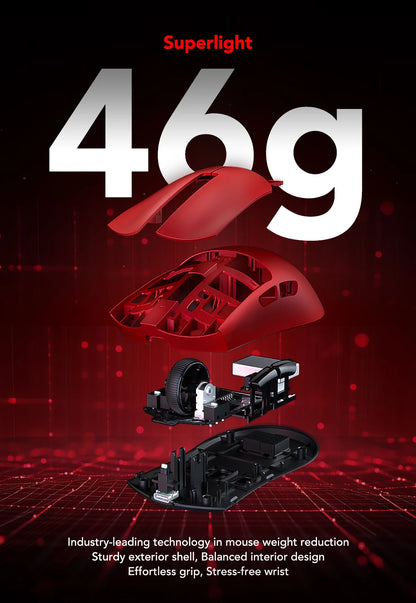 KYSONA Jupiter Series gamingmus – kablede/trådløse mus, 8Khz PAW3950-sensor, Bluetooth, 46g, genopladelig, webdriver til PC og bærbar