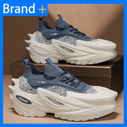 Męskie buty sportowe z elastyczną, grubą podeszwą, antypoślizgowe buty do ćwiczeń na świeżym powietrzu, uniwersalne buty do codziennego noszenia, modne buty uliczne, buty do spacerów