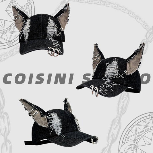 Niche Y2k Personality Hoop Cowboy Hole Ladies Baseball Cap Three-dimensional Dog Ears Trend Hip Hop Adjustable Men Sports Hat
