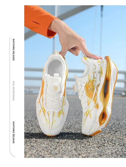 Men's Performance Carbon Plate Running Shoes Women Wide Fit Soft Breathable Mesh Upper Rubber Outsole Sneakers for Marathon Race