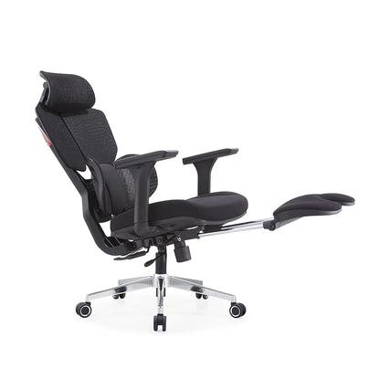 Chaise de bureau ergonomique au design moderne avec dossier haut en maille, pivotante, réglable, en maille, nouvelle arrivée avec repose-pieds