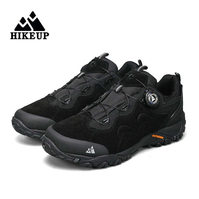 HIKEUP: Zapatos de piel para hombre, zapatillas de senderismo para actividades al aire libre, zapatillas de trekking para turismo, zapatillas de trail running para escalada y montaña, tensor