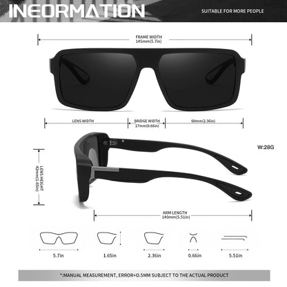 Classic Retro Punk Polarized Square Sunglasses - UV400 Unisex for Daily Casual, Outdoor Sports, Fishing & Driving