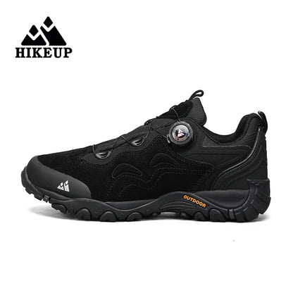 HIKEUP: Zapatos de piel para hombre, zapatillas de senderismo para actividades al aire libre, zapatillas de trekking para turismo, zapatillas de trail running para escalada y montaña, tensor