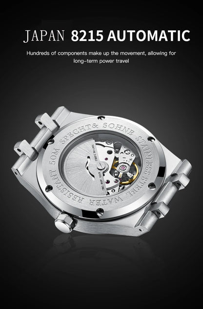 Specht&Sohne New 40MM Mechanical Watch For Men Grey Color Sports Wristwatch Japan Miyota 8215 Automatic Watch 50M Waterproof