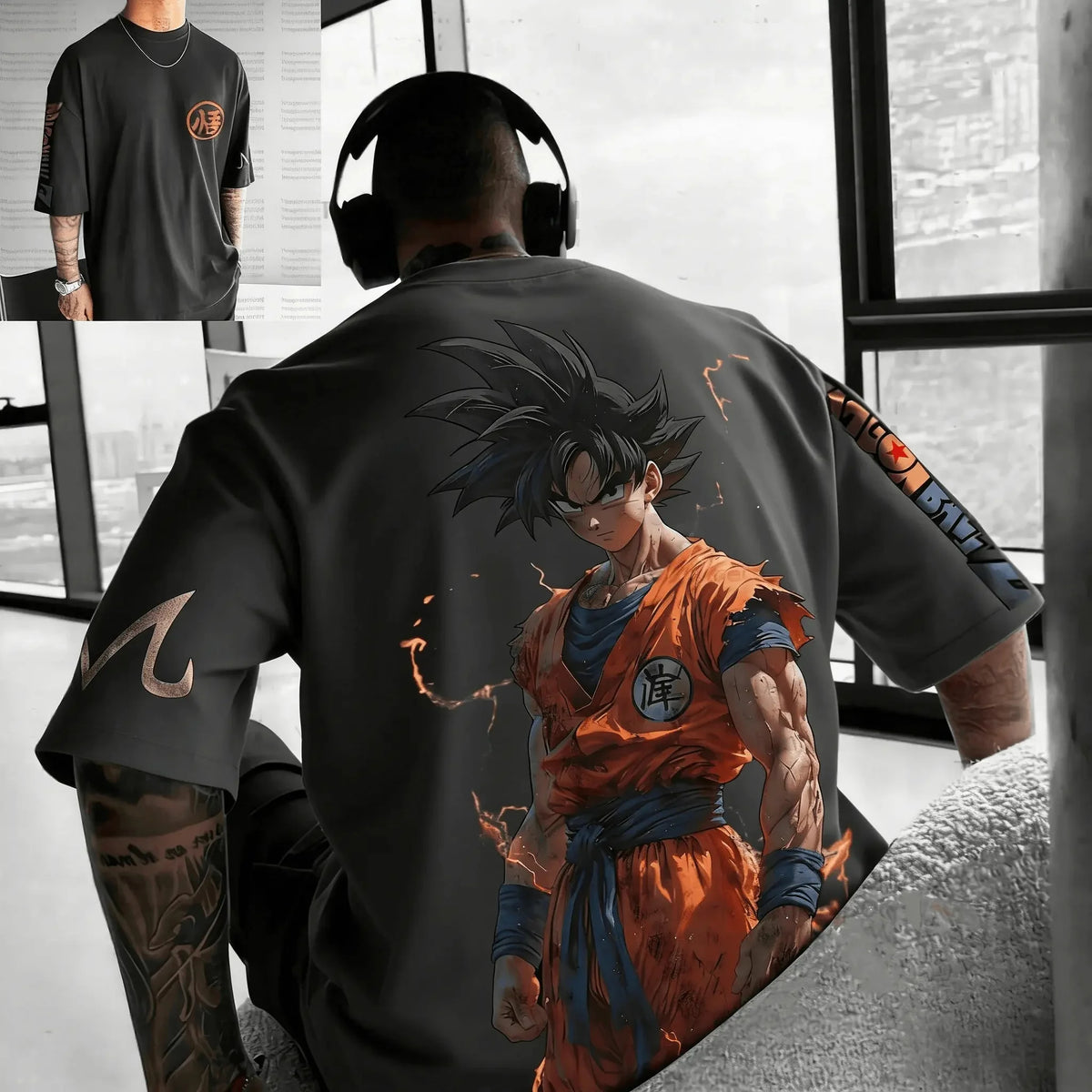 Letní tričko s motivem Dragon Ball – poškozený Goku, vintage anime, pánské, z čisté bavlny, ležérní, volný střih, sportovní, na každodenní nošení