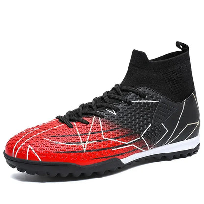 New Professional High Top Football Shoes Artificial Grass Leather Youth Students Training Soccer Shoes for Men And Women Sports