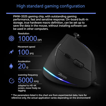 ZELOTES C-18 Vertical Mouse 11 Key Optical Mouse RGB Joysticks Programmable Laser Gaming Mice For PC Computer Gamer
