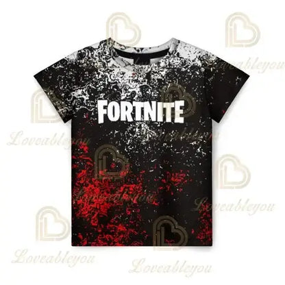 Fortnite-aiheinen uusi kesäinen lasten T-paita, 3D-painettu, pojille ja tytöille, katumuotia, aikuisten ja lasten vaatteet, hauska T-paita, pyöreäkauluksinen paita