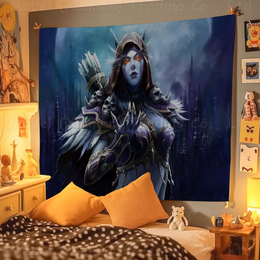 Kolorowa flaga ścienna World of Warcraft, boho baner ścienny z mandalą, dekoracja artystyczna do wnętrz
