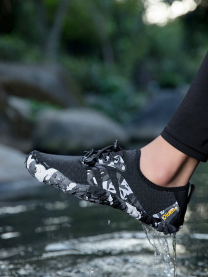 Oiaano Barfußschuhe mit breiter Zehenbox, schwarz, für Damen und Herren, Unisex-Sportsneaker, Aqua-Strandschuhe mit weicher Sohle, leicht und atmungsaktiv