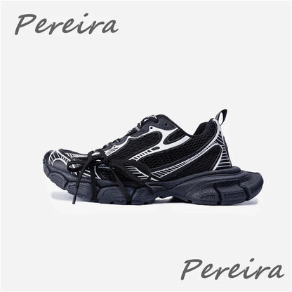 Pantofi sport pentru bărbați Street Style cu talpă groasă, culori mixte noi, cu șireturi, încălțăminte casual pentru cupluri, confortabilă și respirabilă, pentru alergare și mers pe jos