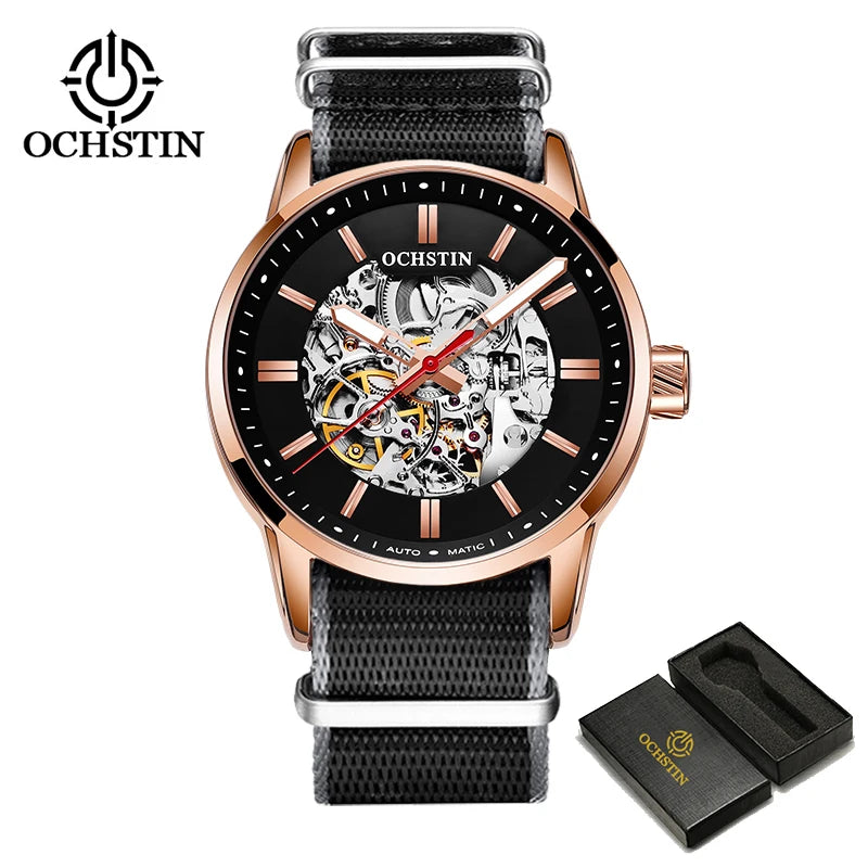 OCHSTIN Automatikuhren für Herren – Luxus, Royal, Leuchtend, Skelett, wasserdicht, mechanisch, modisch – Herrenuhren als Geschenke für Männer