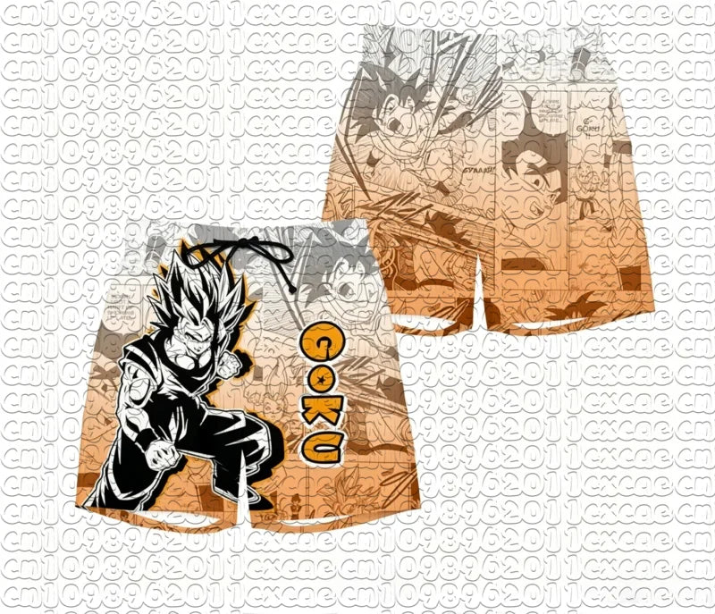 Șorturi de vară cu imprimeu manga Dragon Ball Goku, respirabile, cu uscare rapidă, șorturi sportive largi în stil retro american pentru bărbați și femei