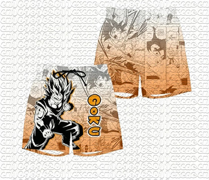 Șorturi de vară cu imprimeu manga Dragon Ball Goku, respirabile, cu uscare rapidă, șorturi sportive largi în stil retro american pentru bărbați și femei