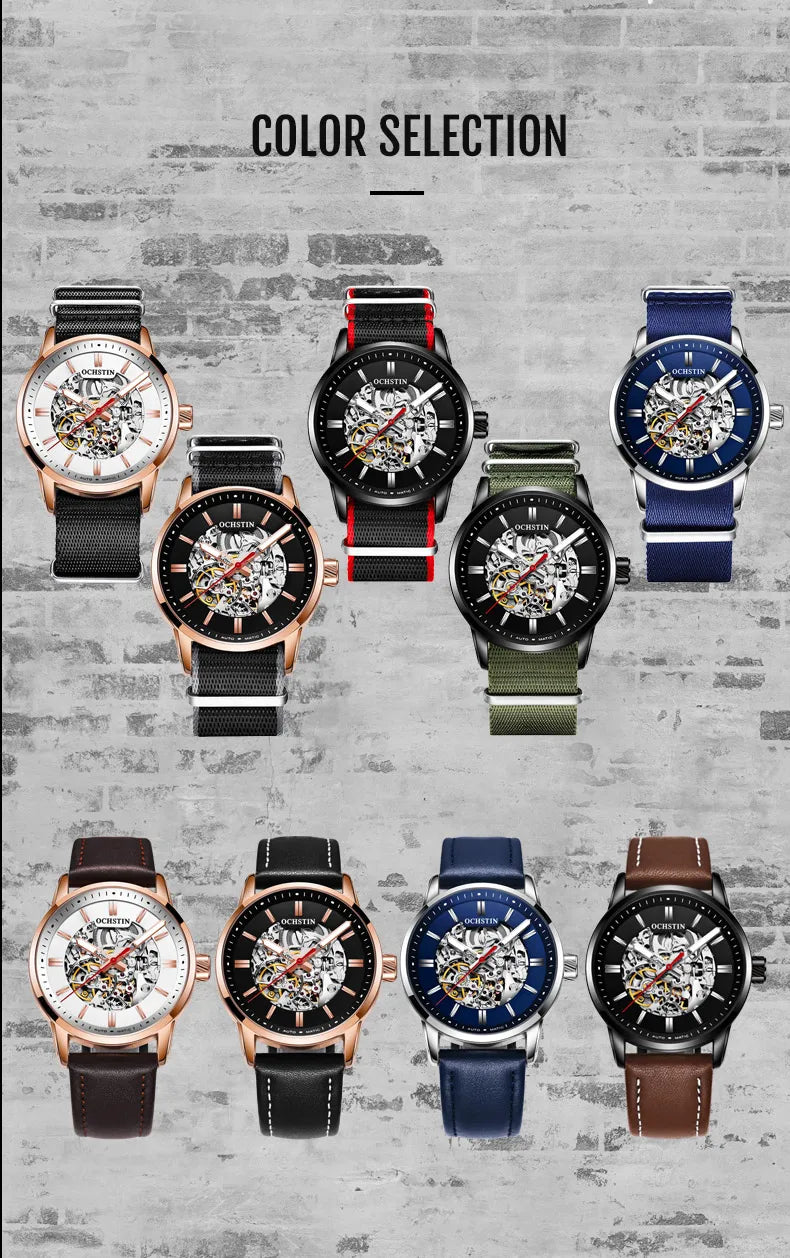 OCHSTIN Automatikuhren für Herren – Luxus, Royal, Leuchtend, Skelett, wasserdicht, mechanisch, modisch – Herrenuhren als Geschenke für Männer