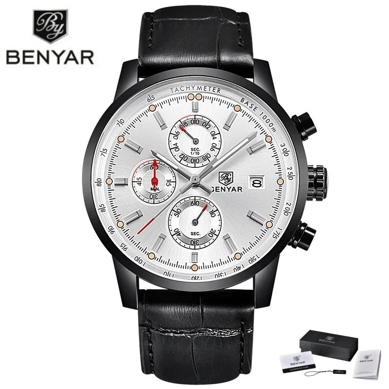 Montre pour homme BENYAR 5102 – Chronographe sportif de luxe à quartz, accessoire de mode d'une grande marque