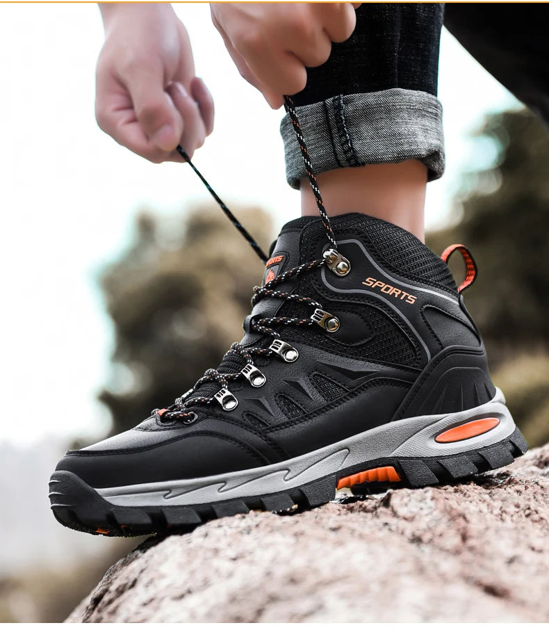 Outdoor Waterproof Hiking Boots Men's Women's Spring And Autumn Hiking Wear-resistant Mountain Sports Boots Hunting Sports Shoes