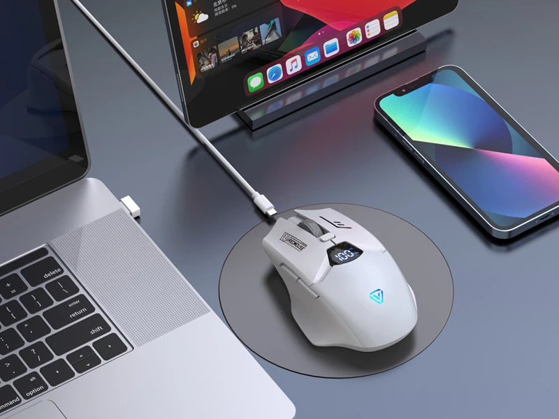 Dual-Mode Wireless Bluetooth Mouse with Smart Screen Display Silent Charging Office Gaming Portable Tablet Universal Mouse