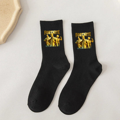 Fortnite Socks Cartoon Game Character Long Socks for Kids and Students in Spring and Autumn Solid Color Cotton Socks Birthday Gifts