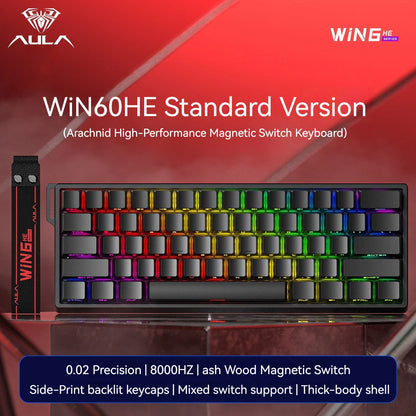 AULA WIN60 HE Magnetic  Keyboard Wired Trigger 8K Return Esports Gamer Customize RGB Mechanical Gaming Keyboard