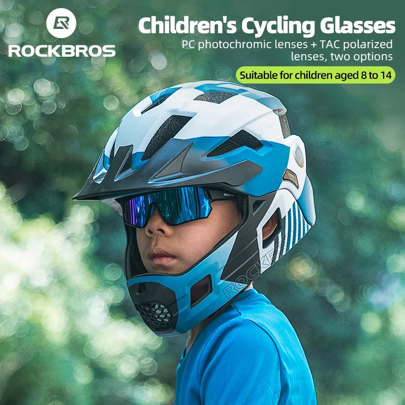 ROCKBROS Occhiali da ciclismo polarizzati fotocromatici per bambini con protezione UV400 Occhiali da sole per sport all'aperto Occhiali da bicicletta MTB per bambini