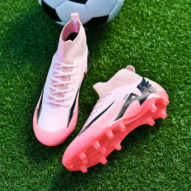 Nouvelles chaussures de football pour hommes, chaussures de soccer de haute qualité pour l'extérieur, chaussures de sport ultralégères pour l'intérieur, chaussures de sport antidérapantes à cheville haute, chaussures d
