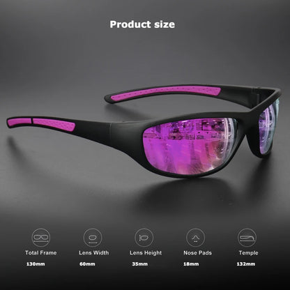 Fashion Polarized Wrap-Around Sports Sunglasses - Luxury Design Soft Temples,Purple/Blue/Red Lenses for Fishing,Hiking,Travel
