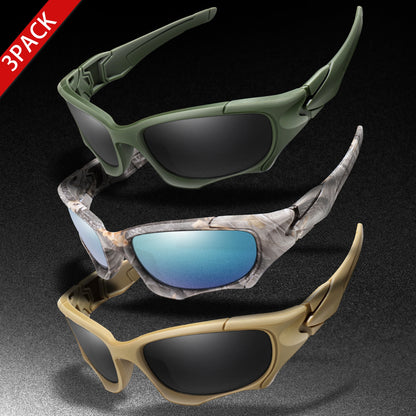 3-PACK Trendy Outdoor Tactics Sports Sunglasses Men and Women Cycling Glasses Driving Camping Travel Colorful Goggles