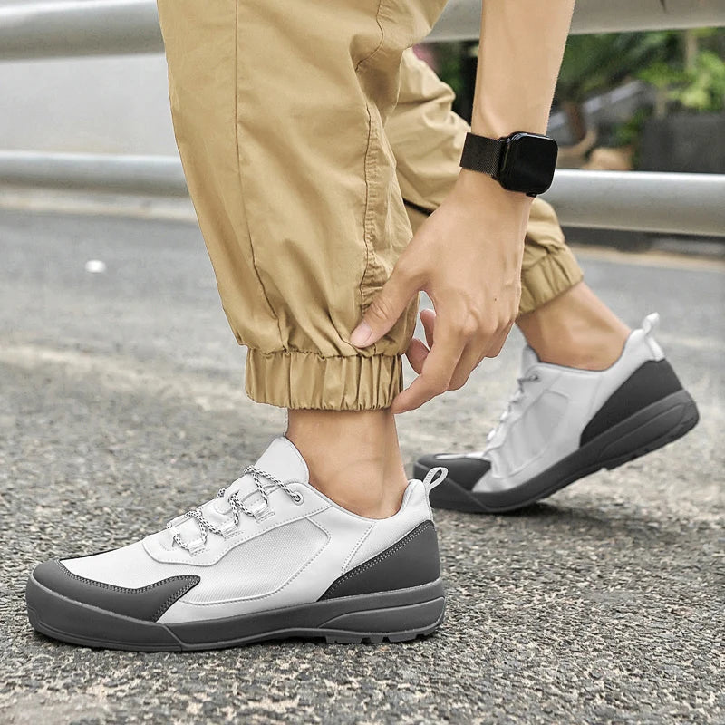Leisure Walk Men Casual Shoes Fashion Genuine Leather Sneakers Outdoor Male Sports Shoes Non-Slip Walking Shoes Trekking Footwear