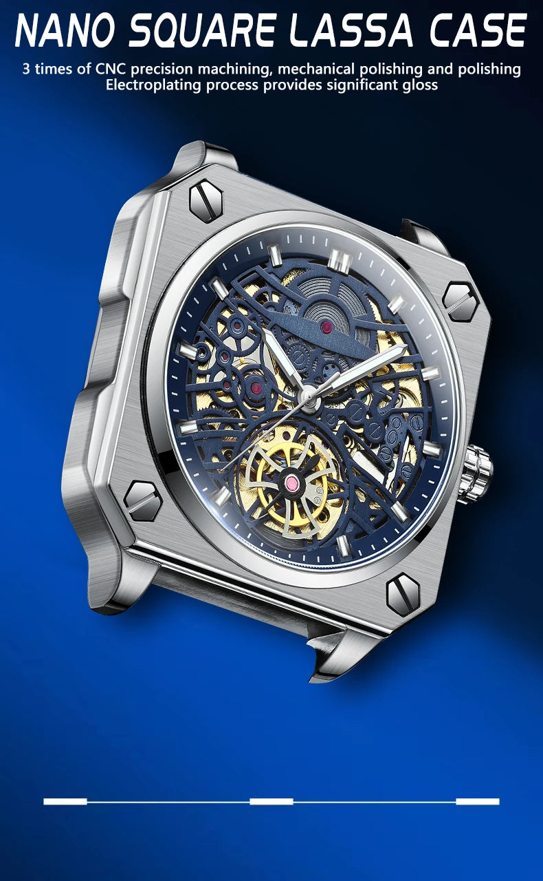 BINBOND mechanical wristwatches for men luxury luminous waterproof automatic accurate tourbillon men's watch skeleton reloj