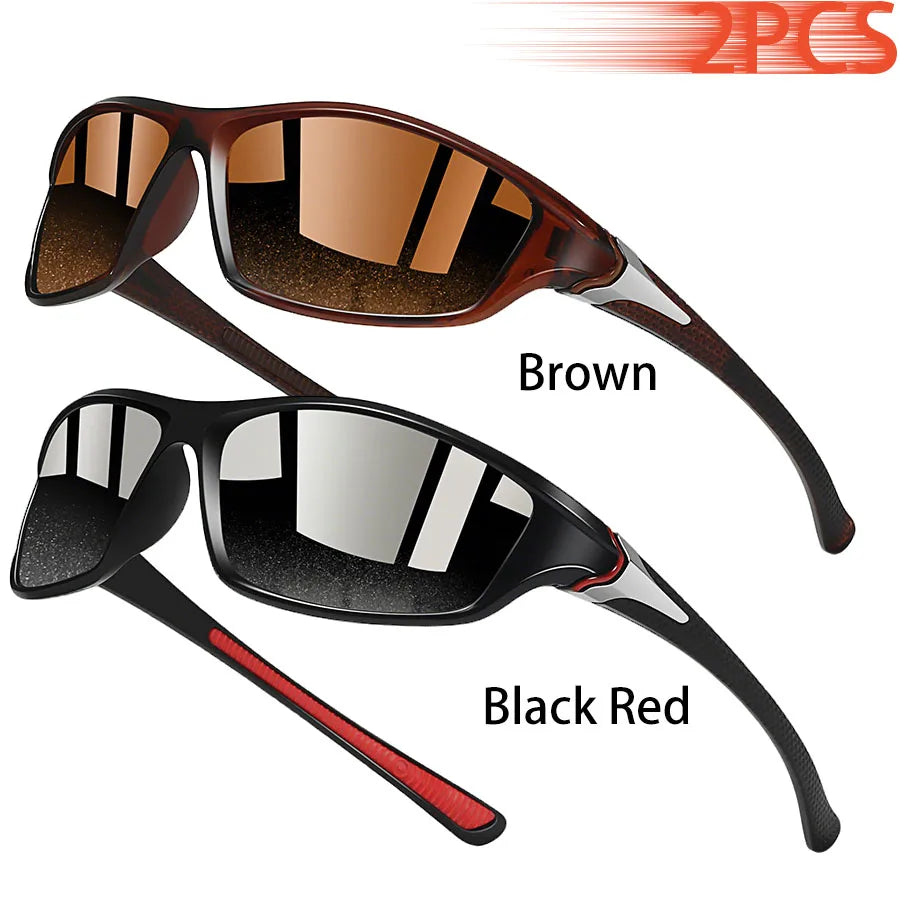 1-2PCS Fashion Vintage Outdoor Sports Fashion Vintage Sunglasses Cycling Fishing Driving Mountaineering Sun Glasses