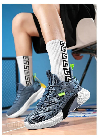 Men's new shoes sneakers light casual fashion running elastic leisure outdoor mesh summer sports tennis man walking 2025 size