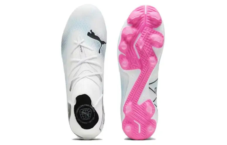Chaussures de football Puma Future Match, confortables, polyvalentes, AG FG, durables, baskets, blanc, rose, 107715-01