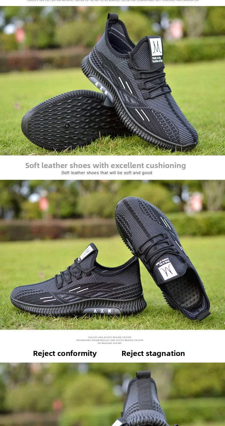 New Summer Men's Shoe Versatile Coconut Shoe Breathable Thin Mesh Casual Slip-On Sports Shoe Comfortable Low Cut round Toe