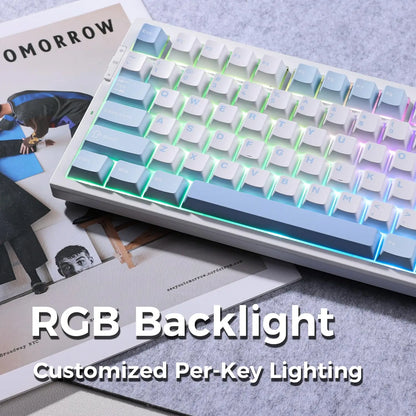 Teclado Mecânico Sem Fios MCHOSE G75 Pro 75% Layout, Montagem Gasket, 5 Camadas de Amortecimento, Retroiluminação RGB, Tri-Mode, Hot Swappable