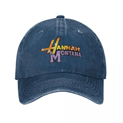 Hannah Montana Logo Baseball Cap Fashion Distressed Washed Miley Cyrus Funny Sun Cap Men Women Outdoor Workouts Adjustable Hat