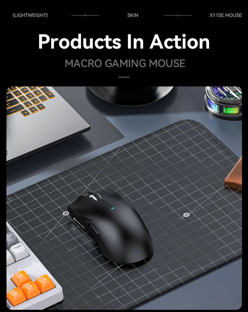 ATTACK SHARK X11SE vezeték nélküli gamer egér, három üzemmódú, 63g szuperkönnyű kialakítás PAW3311 érzékelővel, 22000 DPI, 300mAh akkumulátor, kettős driver