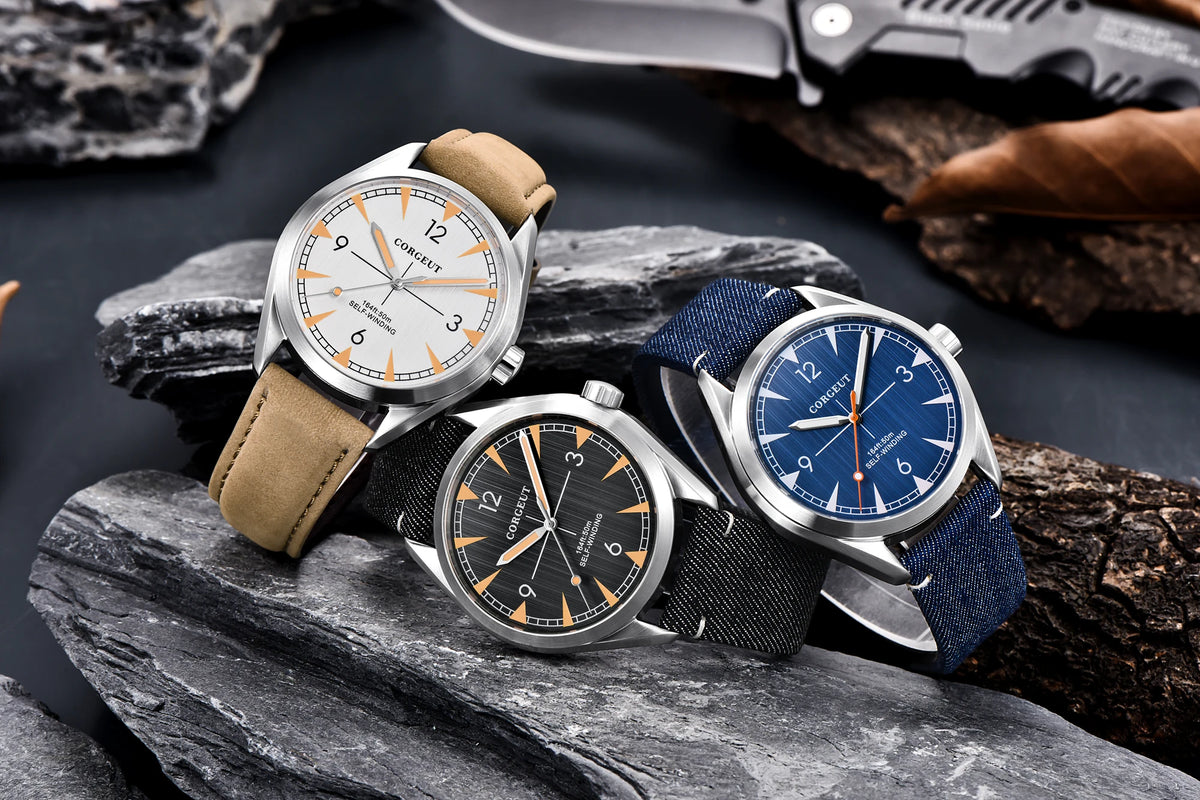 Orologi CORGEUT NH35/MIYOTA 8215 da uomo con cinturino in pelle, meccanici automatici, vetro zaffiro, orologi alla moda, casual e sportivi
